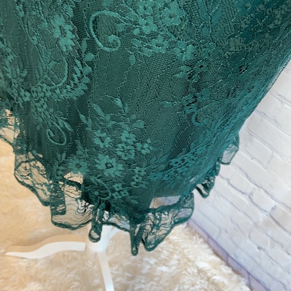 WAYF Green Lace One Shoulder Knee Length Dress - Picture 9 of 12